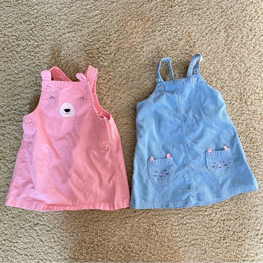 2 Animal Themed Jumper Dresses for Baby Toddler Girl